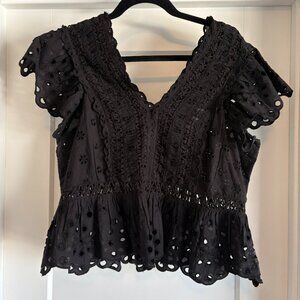 Black Eyelet Cropped Top